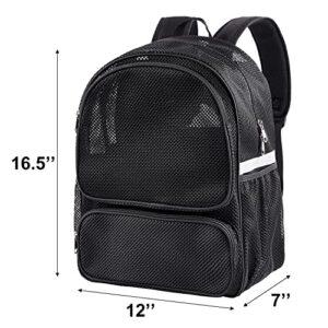 COVAX Heavy Duty Mesh Backpack, See-through Large Mesh Backpack for Men Women, Lightweight Mesh Daypack with Reflective Stripes for Work, Sports Equipment