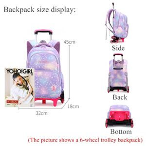 EKUIZAI 3PCS Colorful Heart Print Trolley Backpack Sets Elementary School Students Rolling Bookbag Cute Girls Backpack with Wheels