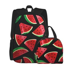 xubrextas 2pcs backpack set for boys, watermelon backpacks and lunch box for girl elementary bags teens bookbags