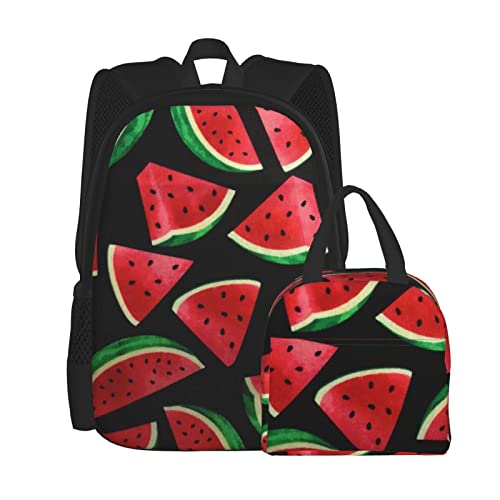 xubrextas 2pcs Backpack Set For Boys, Watermelon Backpacks And Lunch Box For Girl Elementary Bags Teens Bookbags