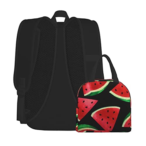 xubrextas 2pcs Backpack Set For Boys, Watermelon Backpacks And Lunch Box For Girl Elementary Bags Teens Bookbags