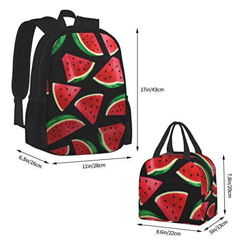 xubrextas 2pcs Backpack Set For Boys, Watermelon Backpacks And Lunch Box For Girl Elementary Bags Teens Bookbags