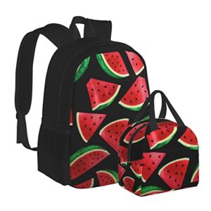 xubrextas 2pcs Backpack Set For Boys, Watermelon Backpacks And Lunch Box For Girl Elementary Bags Teens Bookbags