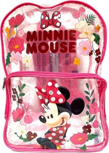 ruz minnie mouse classic clear pvc 16" inch backpack for travel school sporting events