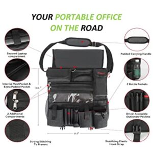 Fitmax Professional Car Truck Front Seat Organizer, Patrol Police Bag With dedicated and Secured laptop Storage, Carefully Designed with 25 Compartments. Truly your Office Within Arm's Reach., B001