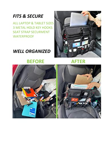 Fitmax Professional Car Truck Front Seat Organizer, Patrol Police Bag With dedicated and Secured laptop Storage, Carefully Designed with 25 Compartments. Truly your Office Within Arm's Reach., B001