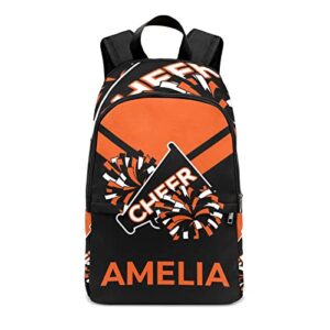yeshop cheerleader orange personalized backpack for teen boys girls,custom travel backpack bookbag casual bag name gift