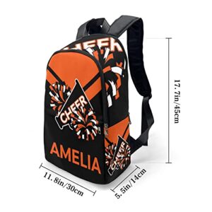 Yeshop Cheerleader Orange Personalized Backpack for Teen Boys Girls,Custom Travel Backpack Bookbag Casual Bag Name Gift