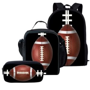 amzprint 3d digital print 17 inch carry on american football backpack for boys 3 in 1 school backpack and lunch box set