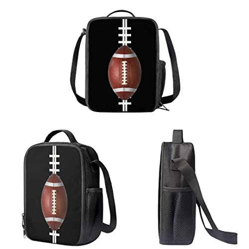 AmzPrint 3D Digital Print 17 Inch Carry On American Football Backpack For Boys 3 In 1 School Backpack And Lunch Box Set