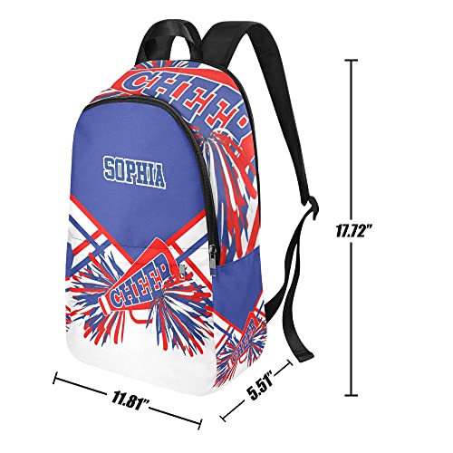 Cheer Blue White Cheerleader Backpack Shoulder Bag Daypack for Travel Camping Gift, 11.8''(L) x 5.51''(W) x 17.72''(H)