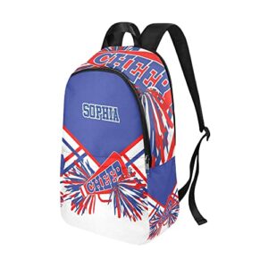 Cheer Blue White Cheerleader Backpack Shoulder Bag Daypack for Travel Camping Gift, 11.8''(L) x 5.51''(W) x 17.72''(H)