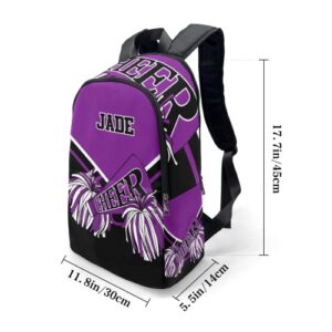 Cheer Purple Black Cheerleader Backpack Shoulder Bag Daypack for Travel Camping Gift 11.8''(L) x 5.51''(W) x 17.72''(H)