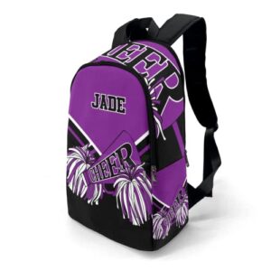 Cheer Purple Black Cheerleader Backpack Shoulder Bag Daypack for Travel Camping Gift 11.8''(L) x 5.51''(W) x 17.72''(H)