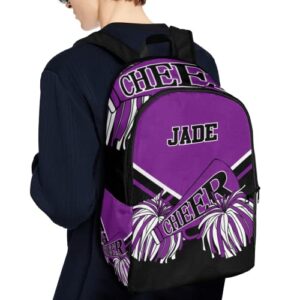 Cheer Purple Black Cheerleader Backpack Shoulder Bag Daypack for Travel Camping Gift 11.8''(L) x 5.51''(W) x 17.72''(H)