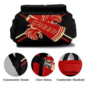 zaaprintblanket Personalized Custom Red Cheerleaders Horn Sport Backpack Shoulder Bag with Chest Strap With 2 Side Pockets