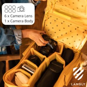 Langly Sierra Camera Backpack: A Modern & Travel-friendly Photography Backpack Compatible With Both 18in Laptop & DSLR Accessories 24L (Apen-Gold)