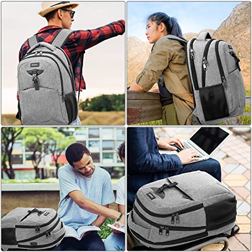 BIKROD Travel Laptop Backpack for Men and Women, School Backpacks for Teens Water Resistant Back Pack with USB Charging Port, Business Anti Theft Durable Computer Bag Gifts Fit 15.6 IN Laptop, Grey