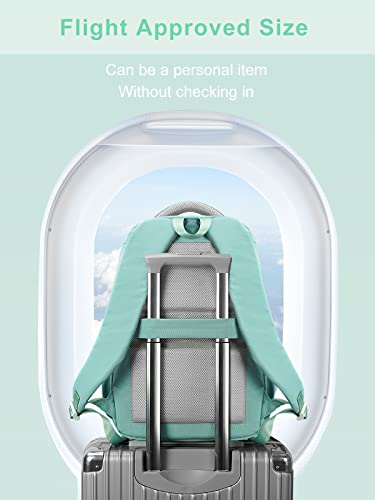 Travel Laptop Backpack for Women 15.6 inch, MATEIN TSA Approved Backpacks Personal Item Bag with Wet Pocket for Airline, Underseat Airplane Carry on Back Pack, Mint Green Work Rucksack College Daypack