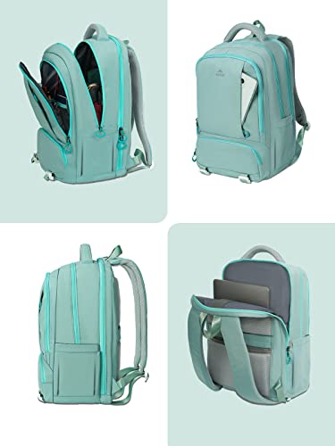 Travel Laptop Backpack for Women 15.6 inch, MATEIN TSA Approved Backpacks Personal Item Bag with Wet Pocket for Airline, Underseat Airplane Carry on Back Pack, Mint Green Work Rucksack College Daypack
