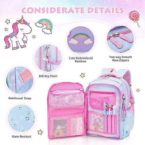 Backpacks for Girls School Cute Kids Backpack Bookbags with Insulated Lunch Box Set for School Elementary girl, Tie Dye School Bag with Laptop Compartments 16 * 11.5 * 7.5, Galaxy Blue