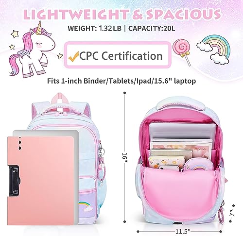 Backpacks for Girls School Cute Kids Backpack Bookbags with Insulated Lunch Box Set for School Elementary girl, Tie Dye School Bag with Laptop Compartments 16 * 11.5 * 7.5, Galaxy Blue