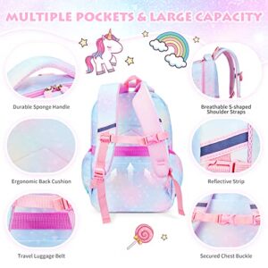 Backpacks for Girls School Cute Kids Backpack Bookbags with Insulated Lunch Box Set for School Elementary girl, Tie Dye School Bag with Laptop Compartments 16 * 11.5 * 7.5, Galaxy Blue