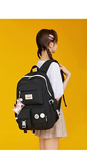 PJMarts Laptop Backpacks 15.6 Inch School Bag College Backpack Lightweight Durable Cute Daypack for Teens Girls Women Students (Black)