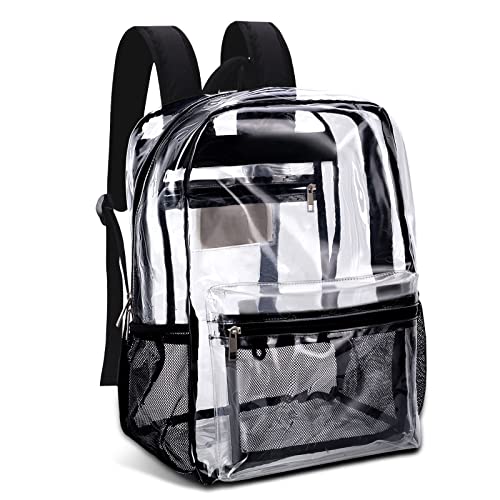 Keke Int'l Clear Backpack Heavy Duty PVC Clear Backpack, 40lbs(Black)