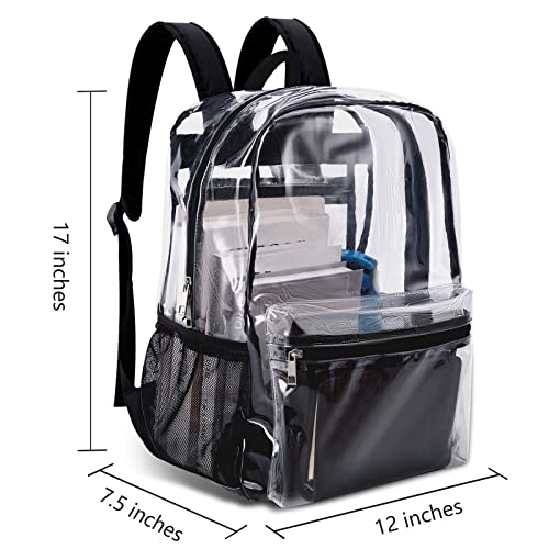 Keke Int'l Clear Backpack Heavy Duty PVC Clear Backpack, 40lbs(Black)