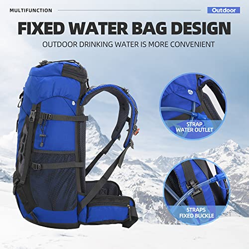FreeKnight 60L Waterproof Lightweight Hiking Backpack Camping Travel Daypack with Rain Cover Outdoor Sport Bag for Climbing Fishing Men Women, Blue
