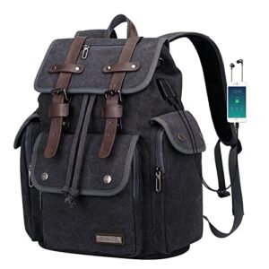 witzman canvas backpack for men & women vintage rucksack backpack high capacity (a8004 black)