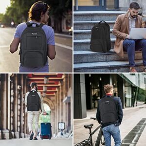 Business Travel Laptop Backpack, Water Resistant, with Headphone Hole, Men's Women's College Laptop Bag for 15.6" Laptop (Black)