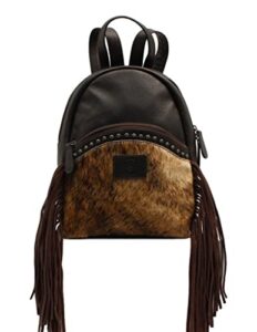 ariat women's scarlett calf hair fringe backpack brown one size