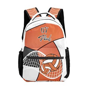 anneunique personalized volleyball orange name backpack casual travel daypack for hiking traveling sport