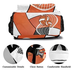 Anneunique Personalized Volleyball Orange Name Backpack Casual Travel Daypack for Hiking Traveling Sport