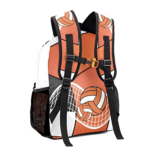 Anneunique Personalized Volleyball Orange Name Backpack Casual Travel Daypack for Hiking Traveling Sport