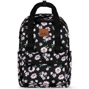 choco mocha daisy backpack for teen girls, travel middle school backpack for girls high school college bookbag 16 inch, black