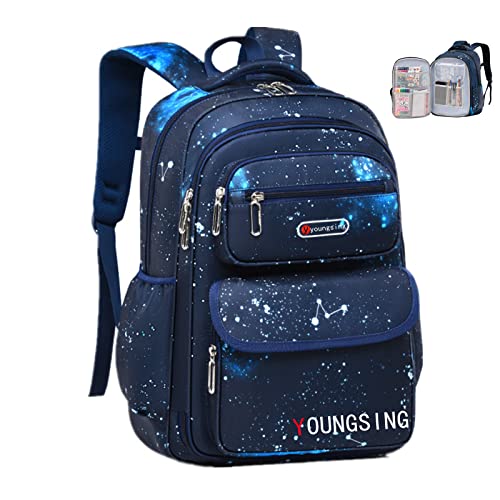 Youngsing Boys Backpacks,Backpack for Boys Kids Backpack Elementary Middle School Bookbags 17.7 inch Large Capacity Lightweight Backpacks boys(Blue)