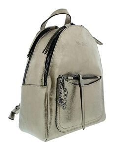pierre cardin bronze leather metallic large fashion backpack for womens
