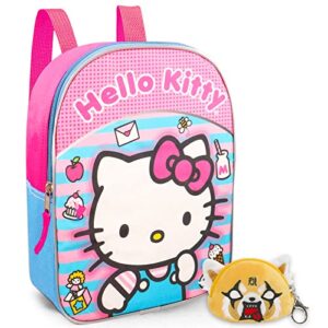 fast forward hello kitty travel bag set - bundle with 11" hello kitty mini backpack for school, travel plus aggretsuko coin purse | hello kitty gifts for girls