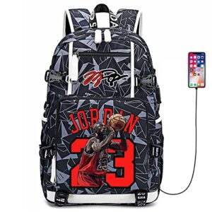 yunzyun basketball player j-ordan multifunction backpack travel laptop fans multicolor bag for men women (grey - 5)