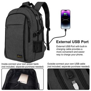 dvarn Laptop Backpack for Men and Women,Waterproof Travel Laptop Backpack with USB Charging Port,Anti Theft College Backpack (Black)