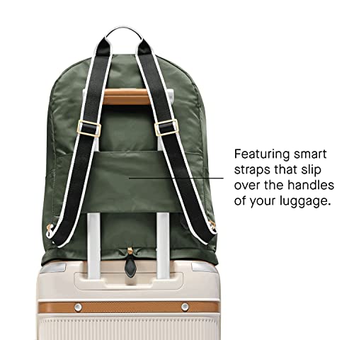 PARAVEL Fold-Up Travel Backpack | Safari Green | Everyday Lightweight, Packable Travel Hiking Nylon Daypack | Carry On Luggage Bag with Trolley Sleeve for Women and Men