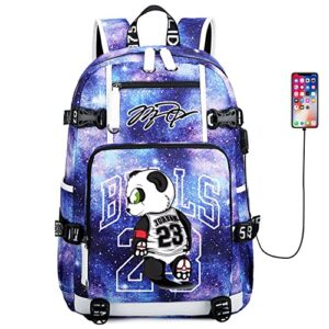 yunzyun basketball player j-ordan multifunction backpack travel laptop fans multicolor bag for men women (starry sky - 3)