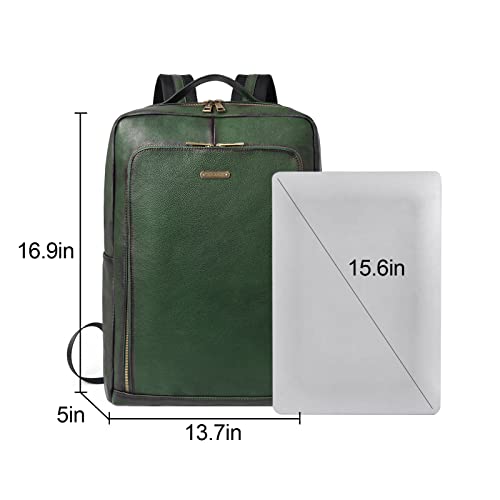 CLUCI Genuine Leather Laptop Backpack for Women 15.6 inch Computer Bag Travel Vintage Daypack Business Bags Sassafras Green