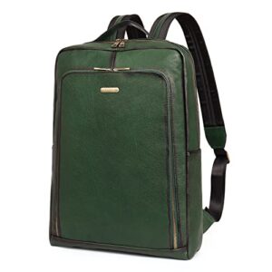 cluci genuine leather laptop backpack for women 15.6 inch computer bag travel vintage daypack business bags sassafras green