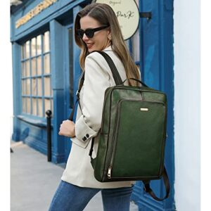 CLUCI Genuine Leather Laptop Backpack for Women 15.6 inch Computer Bag Travel Vintage Daypack Business Bags Sassafras Green