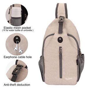 MAYLISACC Sling Backpack, Crossbody Sling Bag, Lightweight Shoulder backpack, Chest bag, Hiking Daybag for Biking, Cycling Walking (beige)