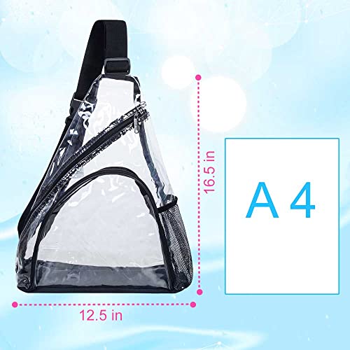 gxtvo Clear Sling Bag, Stadium Approved Crossbody Backpack for Women and Men - Black